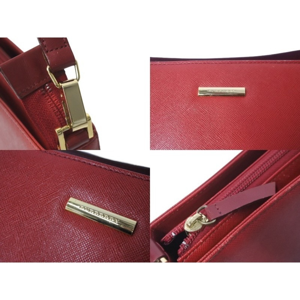BURBERRY Nova Check shoulder bag logo red leather - Picture 6 of 9